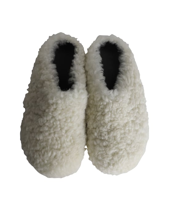 Marni Sabot Round-Toe Shearling Mules in White Wool - Image 6