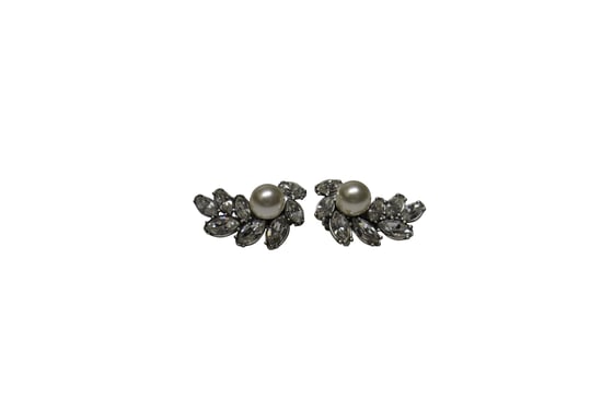 Tory Burch Clustered Crystal mit Perle Clip-On Ohrringe aus Silbermetall - Image 1