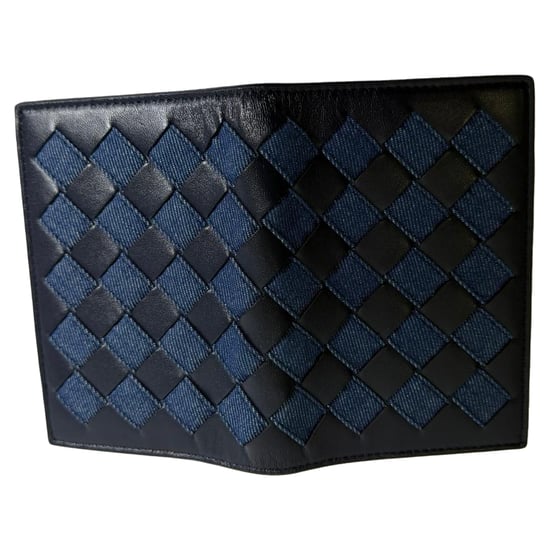 Bottega Veneta Intrecciato Kleine Bifold-Geldbörse aus Marineblauem Denim und Leder - Image 3