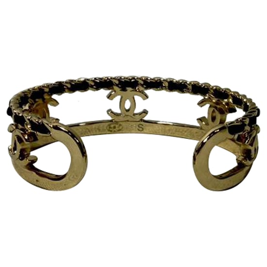 Chanel CC Kettenakzent Armreif aus goldfarbenem Metall - Image 3