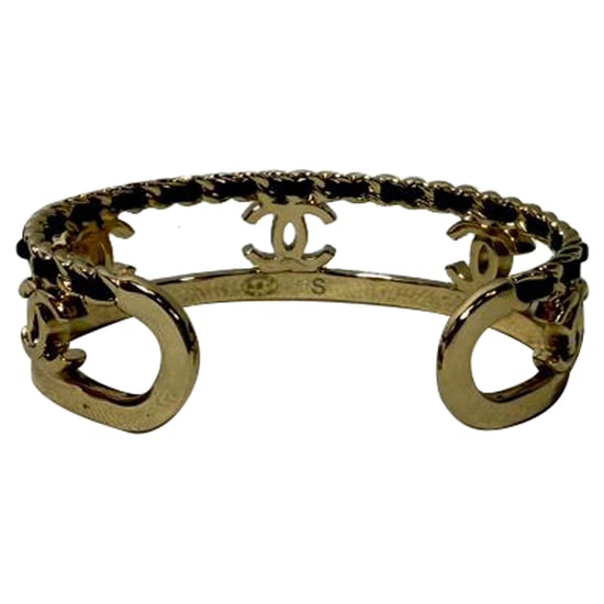 Chanel CC Kettenakzent Armreif aus goldfarbenem Metall - Image 4