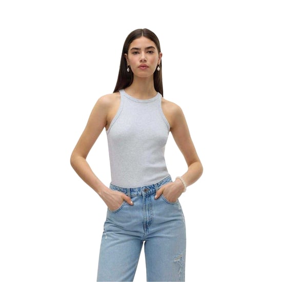 Vero Moda - Ärmelloses Oberteil für Damen, Rundhalsausschnitt, gerippt, Regulär (Hellgrau meliert) - Image 4