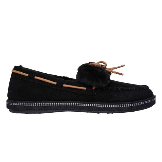 Skechers - Schleife Mokassin-Hausschuhe für Damen, Mit Kunstpelz-Besatz (Schwarz) - Image 1