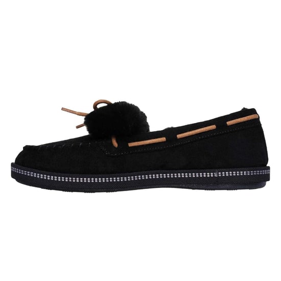 Skechers - Schleife Mokassin-Hausschuhe für Damen, Mit Kunstpelz-Besatz (Schwarz) - Image 2
