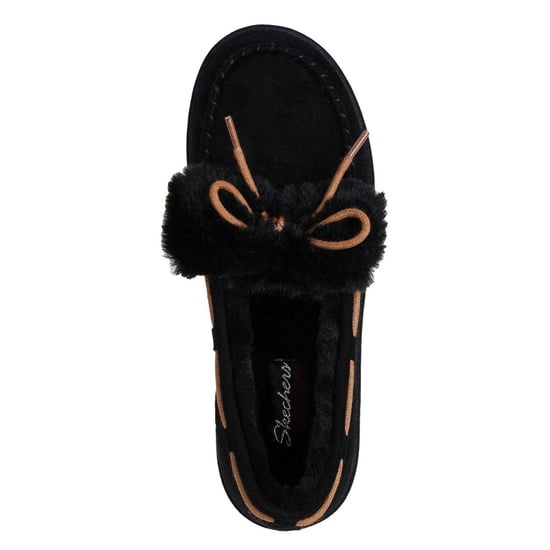 Skechers - Schleife Mokassin-Hausschuhe für Damen, Mit Kunstpelz-Besatz (Schwarz) - Image 4
