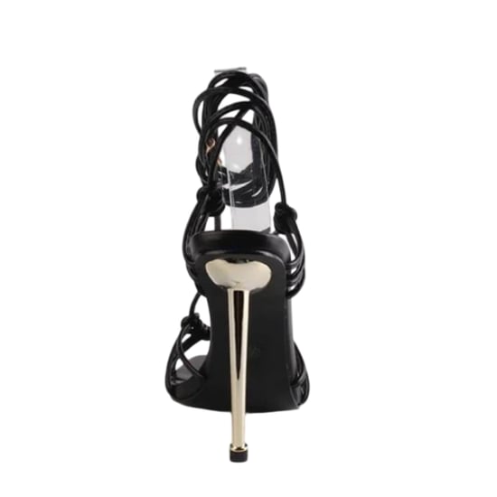 Chic - Gladiatorensandalen für Damen, Leder, Stiletto-Absatz (Schwarz) - Image 2