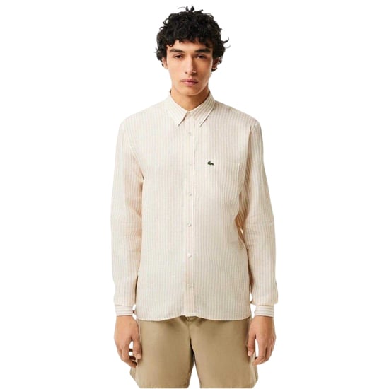 Lacoste - Button-Down-Hemd für Herren, Leinen, Regulär (Weiß) - Image 4