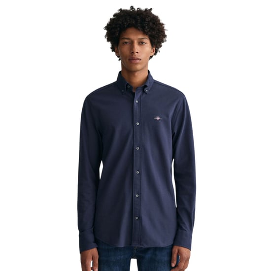 Gant - Button-Down-Hemd für Herren, Baumwolle Piqué, Regulär (Marine) - Image 1
