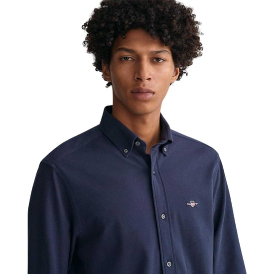 Gant - Button-Down-Hemd für Herren, Baumwolle Piqué, Regulär (Marine) - Image 3