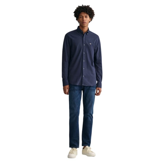Gant - Button-Down-Hemd für Herren, Baumwolle Piqué, Regulär (Marine) - Image 4