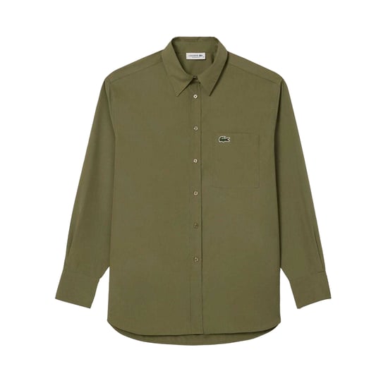 Lacoste - Hemd für Damen, Baumwoll-Popelin, Übergroß (Khakigrün) - Image 1