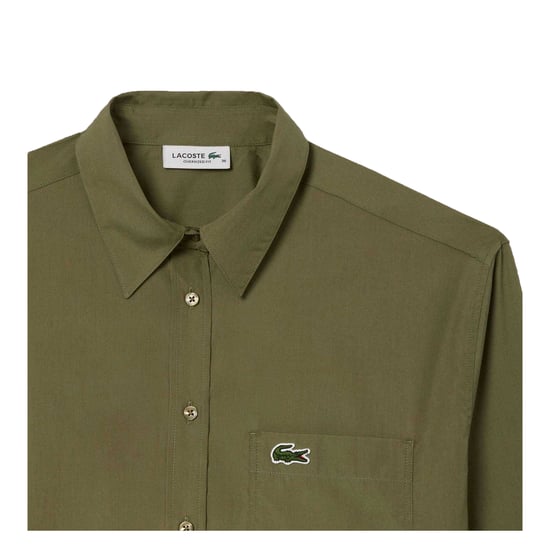 Lacoste - Hemd für Damen, Baumwoll-Popelin, Übergroß (Khakigrün) - Image 2