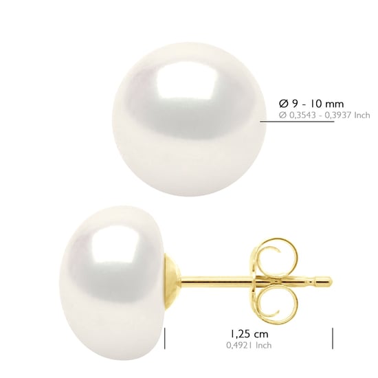 Ohrringe Gelbgold - Echte Süßwasser-Zuchtperlen Knopf 9-10 mm - Image 2
