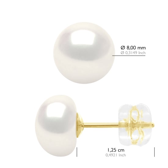 Ohrringe aus Gelbgold – echte Süßwasser-Zuchtperlen, Knopf 8–9 mm - Image 2