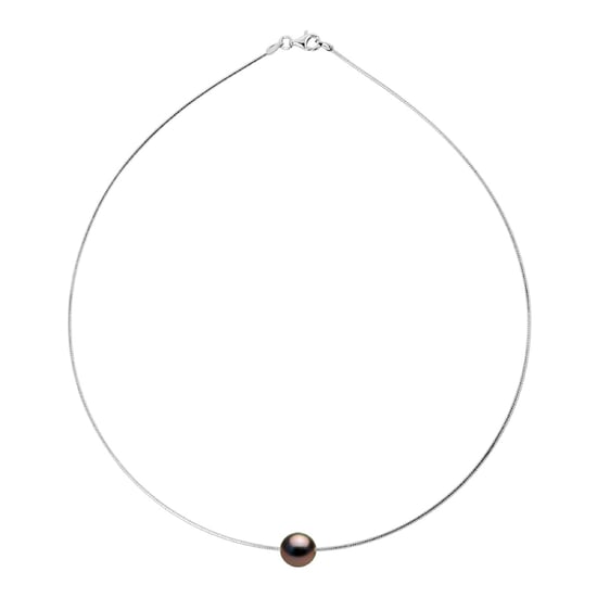 Halskette OMEGA aus Silber 925 rhodiniert und echte Tahiti-Zuchtperle rund 9-10 mm - Image 1