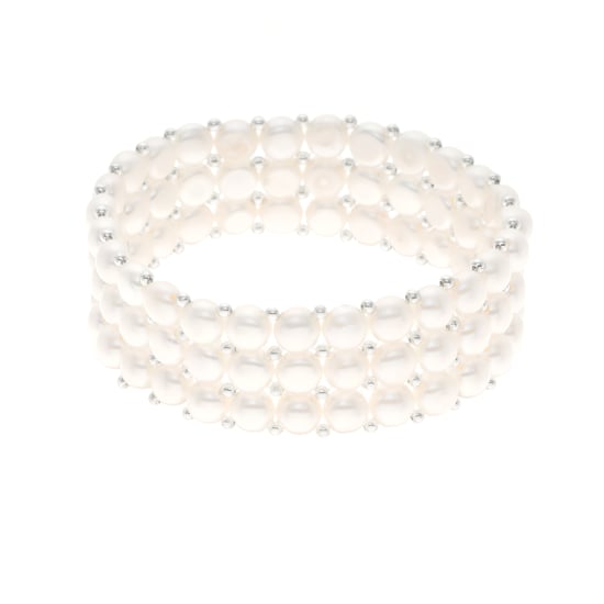 Armband 3 Reihen aus echten Süßwasserperlen - 4 mm - Image 1