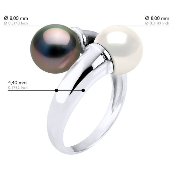 Ring You & Me Prestige aus Silber 925 rhodiniert, verziert mit echten Tahiti-Zuchtperlen und SÜSSWASSERFARBE NATURWEISS – 8-9 mm - Image 2