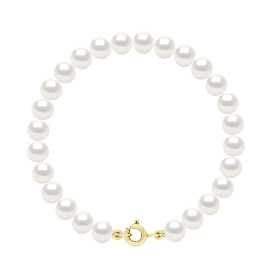 Armband Gold – Reihe aus echten Süßwasserperlen, halbrund, 6–7 mm - Image 1