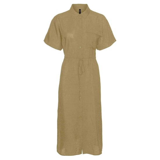 Vero Moda - "Iris" Midi Hemd Kleid für Damen, Mit Kragen (Khaki) - Image 2