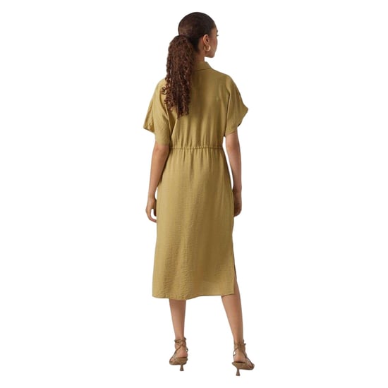 Vero Moda - "Iris" Midi Hemd Kleid für Damen, Mit Kragen (Khaki) - Image 3