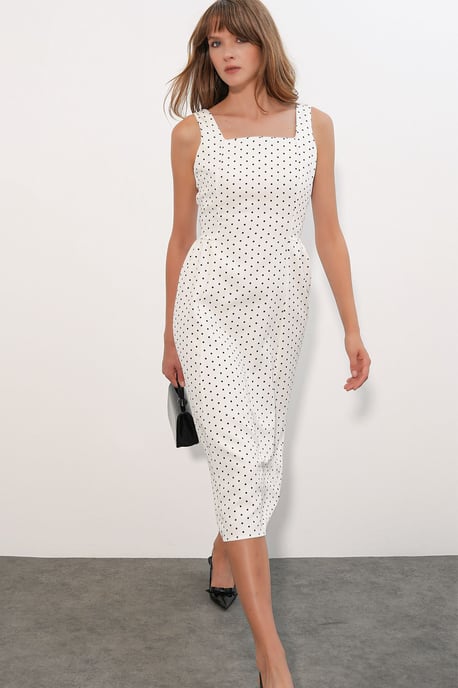 Big Dart A-Linien-Midikleid mit Punkte-Muster - Wollweiß - Image 2