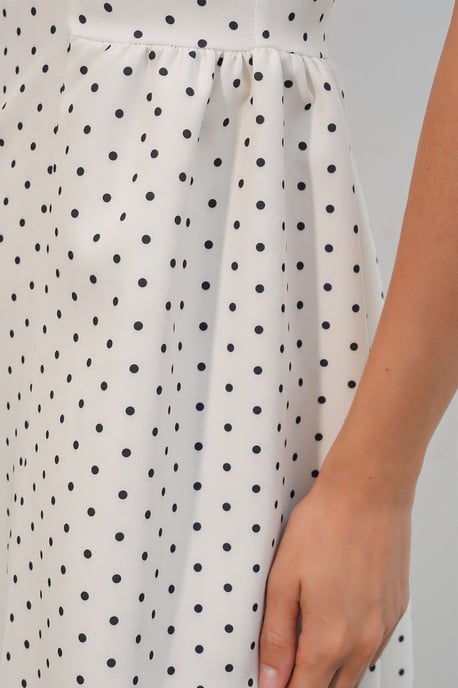 Big Dart A-Linien-Midikleid mit Punkte-Muster - Wollweiß - Image 5