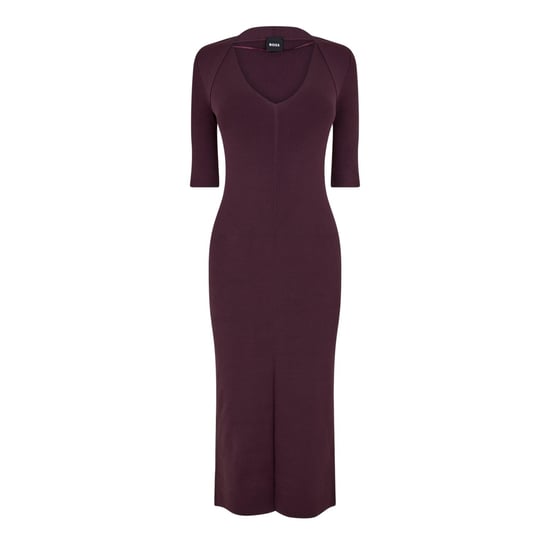 Boss - "Fezanin" Midikleid für Damen, V-Ausschnitt, 3/4 Ärmel (Rot) - Image 1
