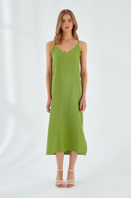 V-Ausschnitt Schlitz-Midi-Kleid - Image 1
