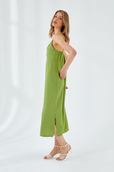 V-Ausschnitt Schlitz-Midi-Kleid - Image 2