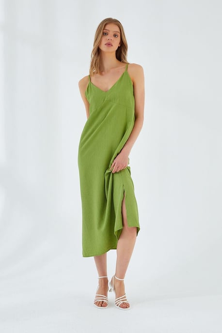 V-Ausschnitt Schlitz-Midi-Kleid - Image 3