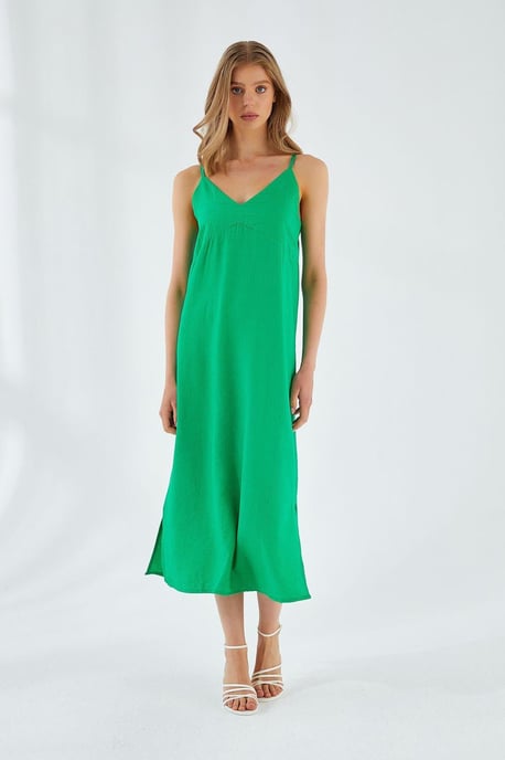 V-Ausschnitt Schlitz-Midi-Kleid - Image 1