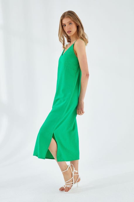V-Ausschnitt Schlitz-Midi-Kleid - Image 2