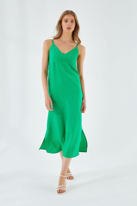 V-Ausschnitt Schlitz-Midi-Kleid - Image 3