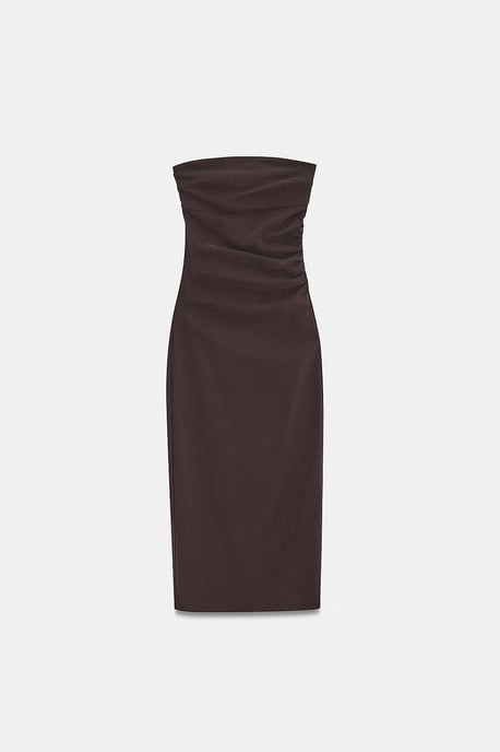 Hüftbetontes Midi-Kleid ohne Träger mit Schlitz - Image 4