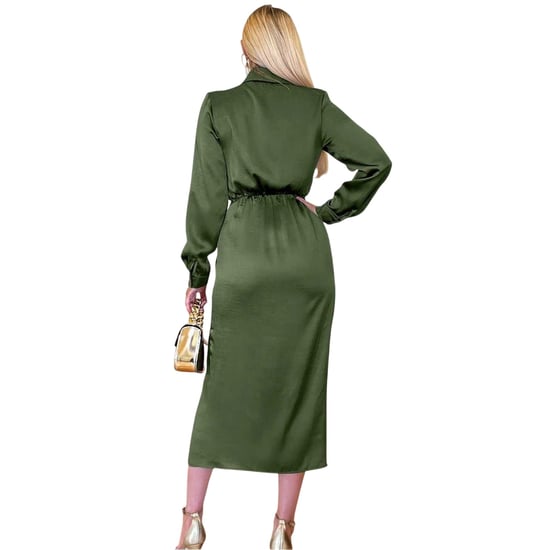 AX Paris - Midi Hemd Kleid für Damen, Satin (Oliv) - Image 3