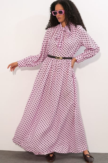 Punktmuster Maxi-Hemd Kleid - Image 1
