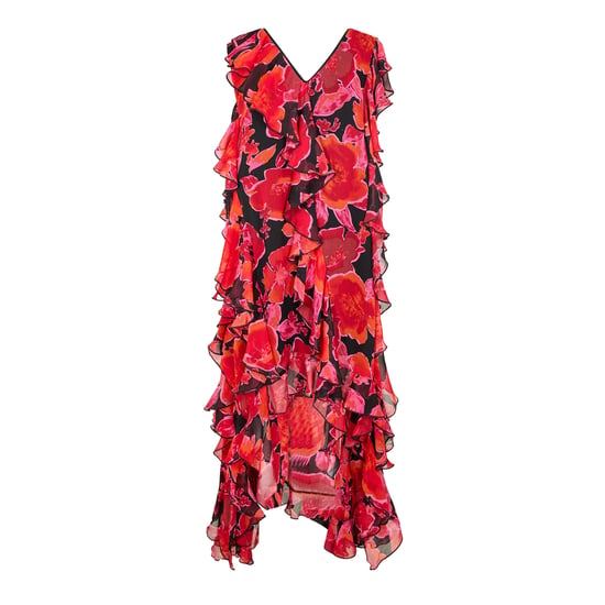 Biba - Maxikleid für Damen, Rüschen (Rot/Schwarz) - Image 1