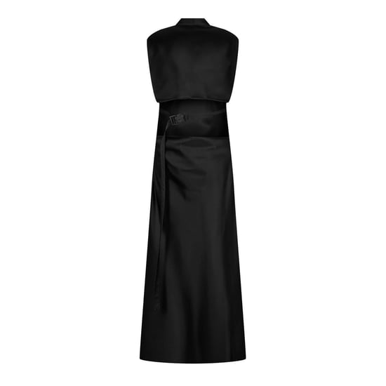 Off White - Maxikleid für Damen, Satin, Ärmellos (Schwarz) - Image 2