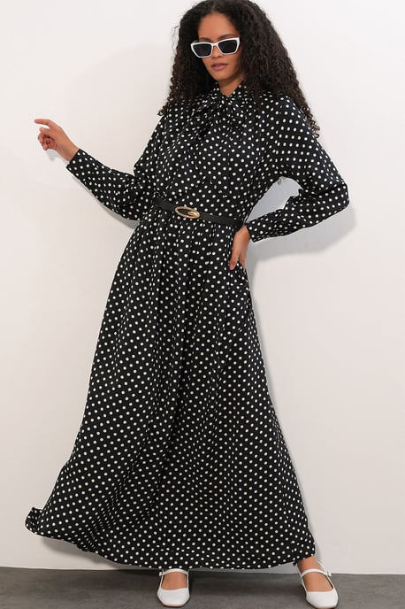 Punktmuster Maxi Hemdkleid - Image 1