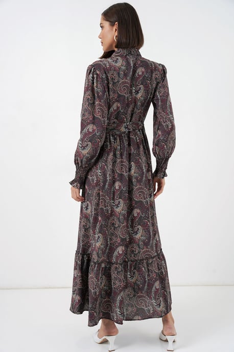 Paisley Gürtelt-Kleid Midi-Shirt - Image 6