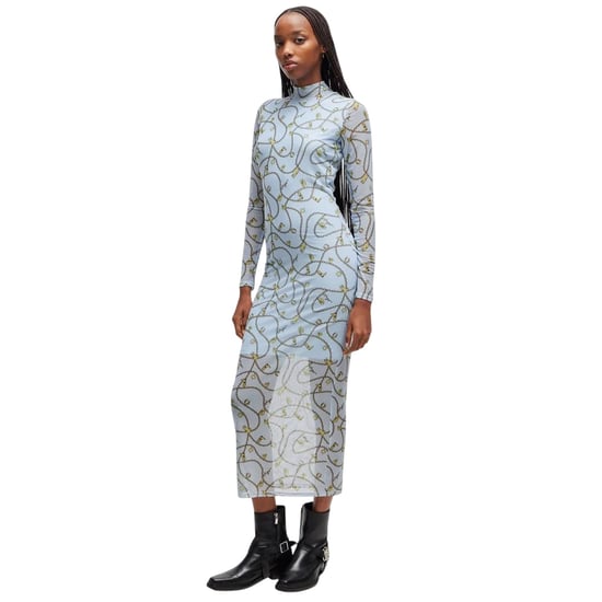 Hugo - "Nasuse 2" Maxikleid für Damen, Netzmaterial (Blau) - Image 4