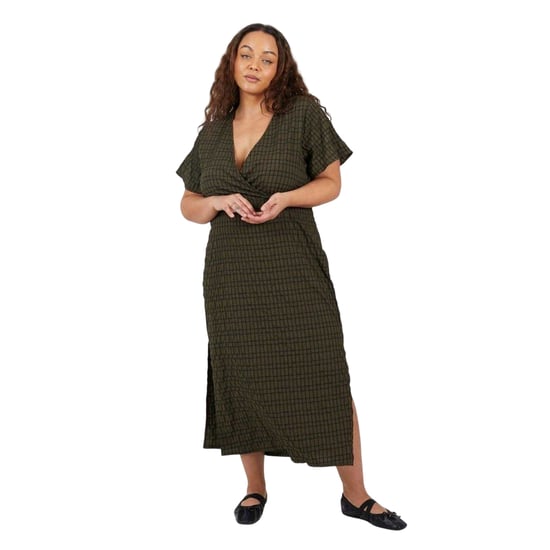 Brave Soul - Wickelkleid für Damen, V-Ausschnitt (Khaki/Schwarz) - Image 1