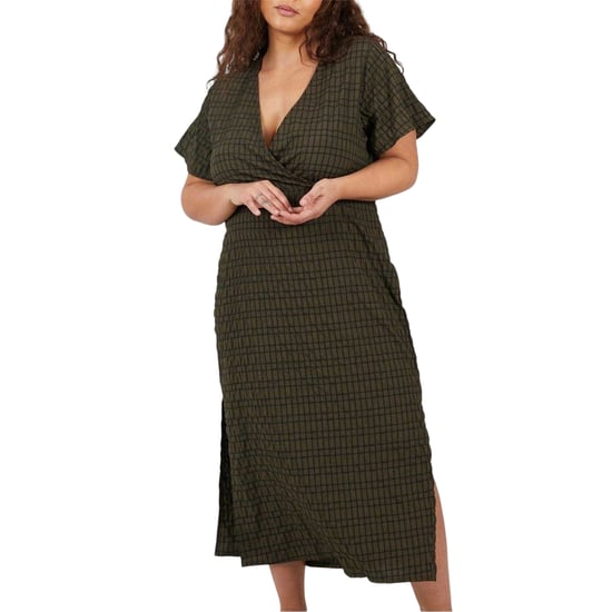Brave Soul - Wickelkleid für Damen, V-Ausschnitt (Khaki/Schwarz) - Image 2