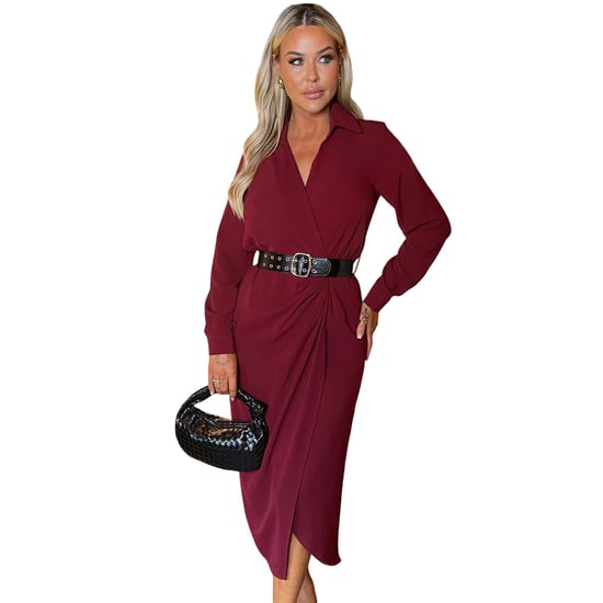 AX Paris - Wickelkleid für Damen, Mit Gürtel, Polyester (Weinrot) - Image 2