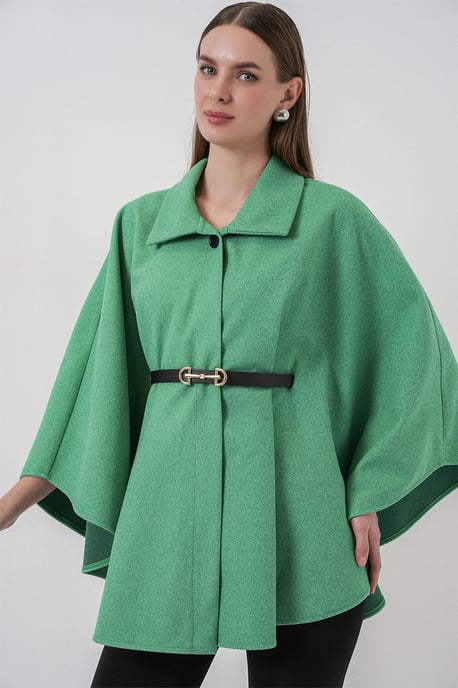 Gürtel-Tweed-Cape-Mantel - Image 1