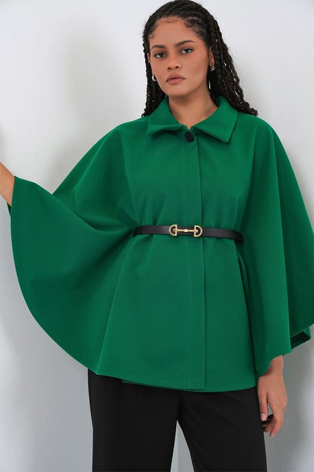 Gürtel-Tweed-Cape-Mantel - Image 1