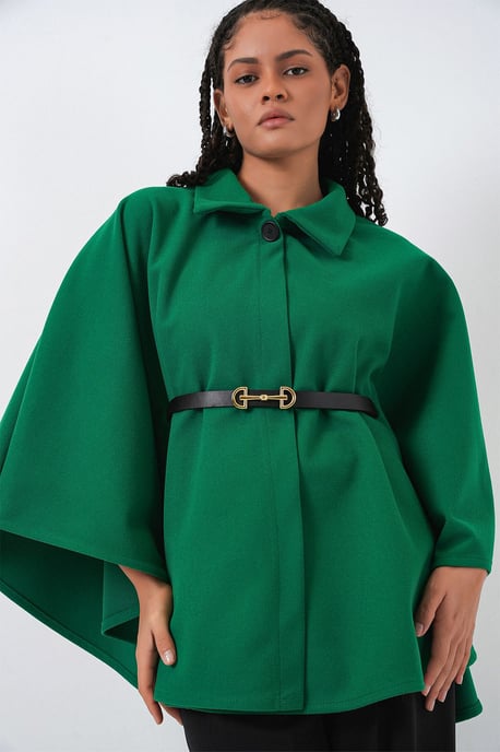 Gürtel-Tweed-Cape-Mantel - Image 3