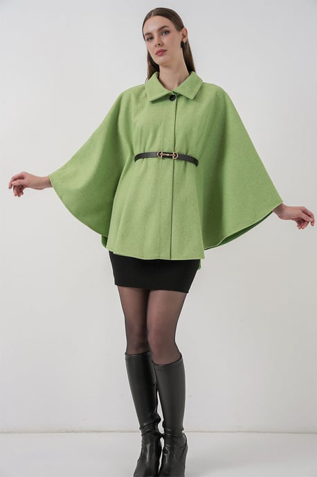 Gürteltes Tweed-Cape-Mantel - Image 2