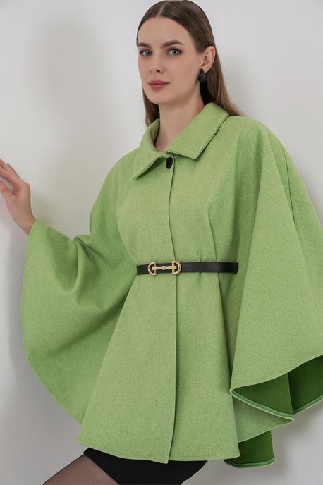 Gürteltes Tweed-Cape-Mantel - Image 4