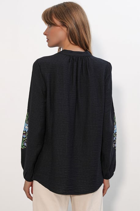 Bestickte oversized Crêpe-Bluse - Image 6